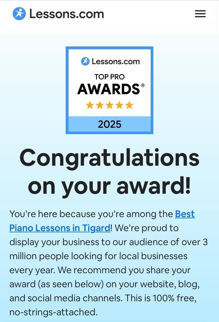 Lessons.com Top Pro 2025 Award